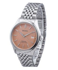 Montre Seiko Presage Classic Araigaki en acier inoxydable avec cadran orange automatique SPB467J1 100M pour homme