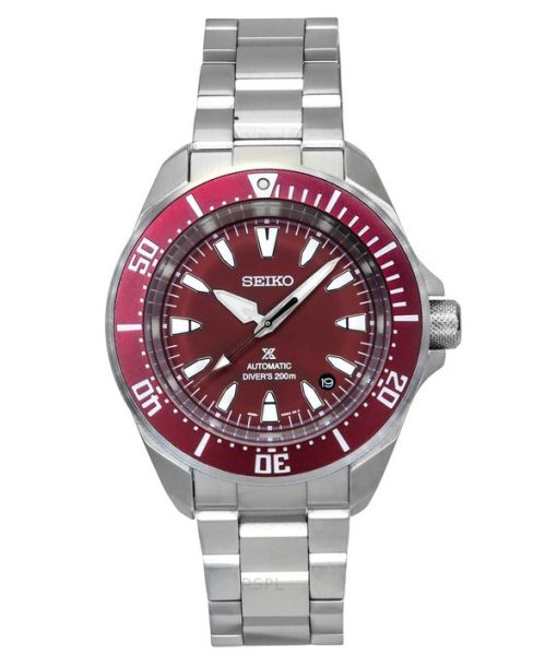 Montre de plongée automatique Seiko Prospex Sea Samurai Shog-urai en acier inoxydable avec cadran rouge SRPL11K1 200M pour homme