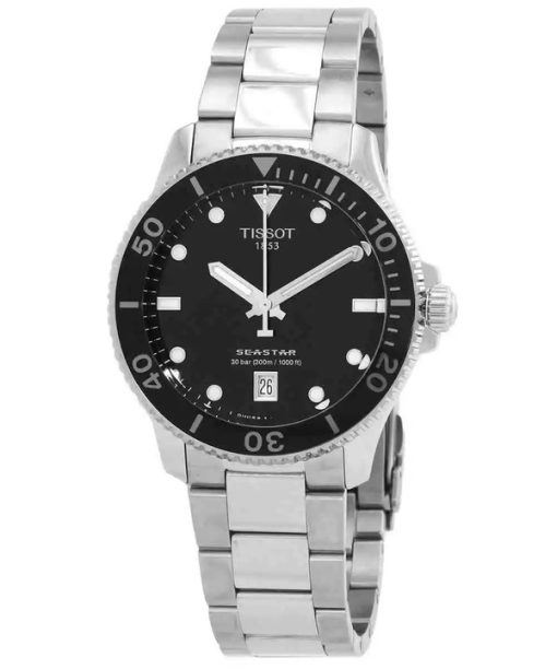 Montre de plongée à quartz Tissot T-Sport Seastar 1000 en acier inoxydable avec cadran noir T120.410.11.051.00 300M pour homme