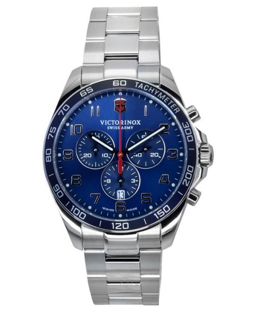 Montre chronographe Victorinox FieldForce Classic en acier inoxydable avec cadran bleu et quartz 241901 100M pour homme