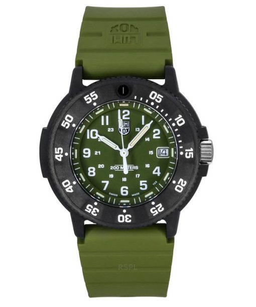 Montre de plongée à quartz pour homme Luminox Original Navy Seal XS.3013.EVO.S 200 m avec bracelet en caoutchouc et cadran vert