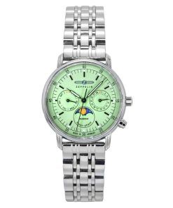 Montre pour femme Zeppelin LZ 14 Marine Moon Phase en acier inoxydable avec cadran vert et quartz 8637M4