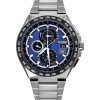 Montre homme Citizen Eco-Drive GMT radiocommandée chronographe Super Titanium cadran bleu AT8238-84L 100M