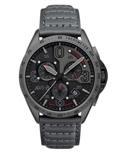 Montre Homme AVI-8 P-51 Mustang Blakeslee Chronographe Brevet Bracelet Cuir Cadran Noir Quartz AV-4077-03