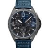 Montre Homme AVI-8 P-51 Mustang Blakeslee Chronograph Air Bracelet Cuir Bleu Cadran Gris Et Bleu Quartz AV-4077-04