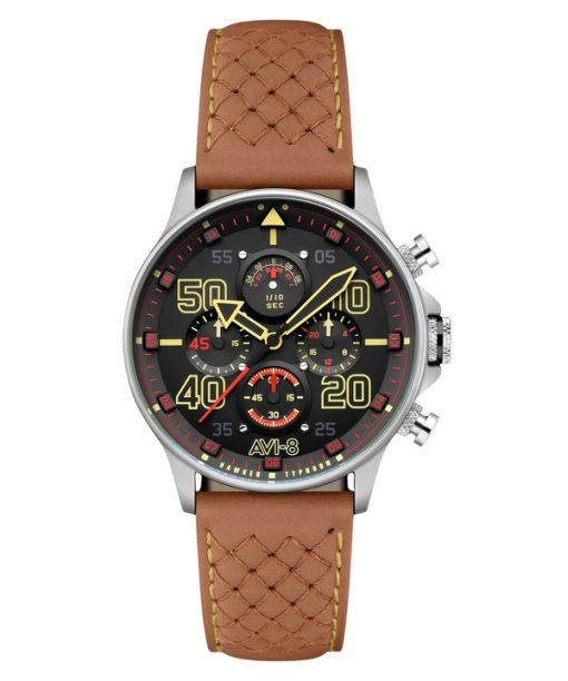 Montre homme AVI-8 Hawker Typhoon Coningham Chronograph Baldwin bracelet en cuir cadran noir Quartz AV-4093-0B