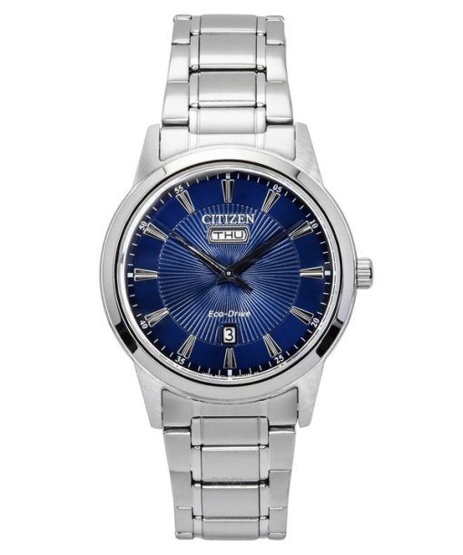 Montre Citizen Eco-Drive en acier inoxydable avec cadran bleu AW0100-86L pour homme