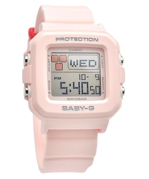 Montre numérique Casio Baby-G Plus pour femme avec bracelet en résine rose et quartz BGD-10L-4 100 m et passants de bracelet sup