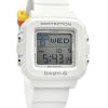 Montre numérique Casio Baby-G Plus pour femme avec bracelet en résine blanche et quartz BGD-10L-7 100 m et passants de bracelet 