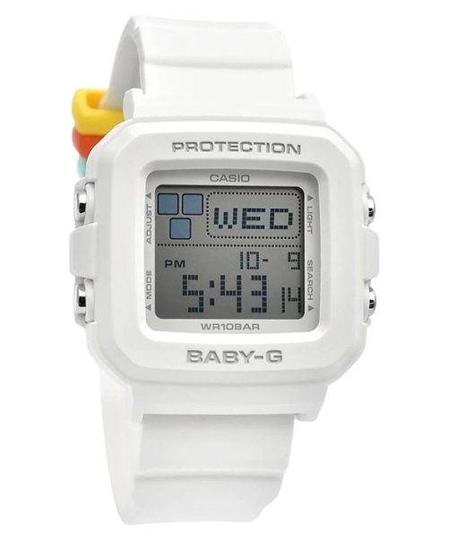 Montre numérique Casio Baby-G Plus pour femme avec bracelet en résine blanche et quartz BGD-10L-7 100 m et passants de bracelet