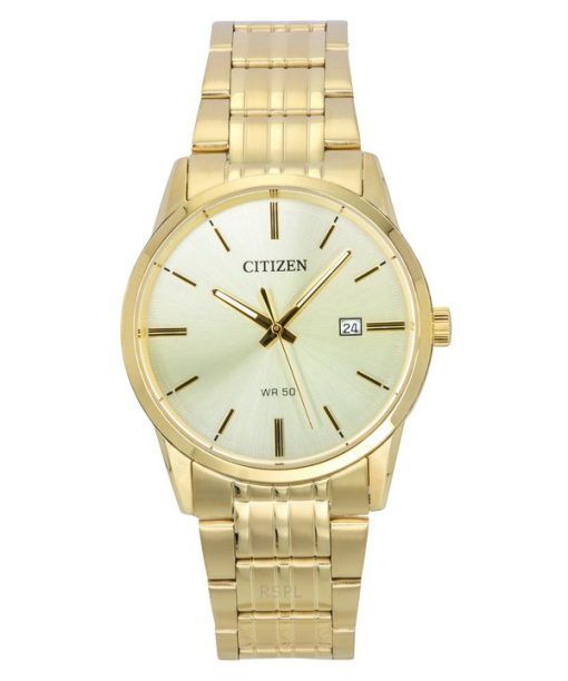 Montre homme Citizen en acier inoxydable doré avec cadran champagne à quartz BI5002-57P