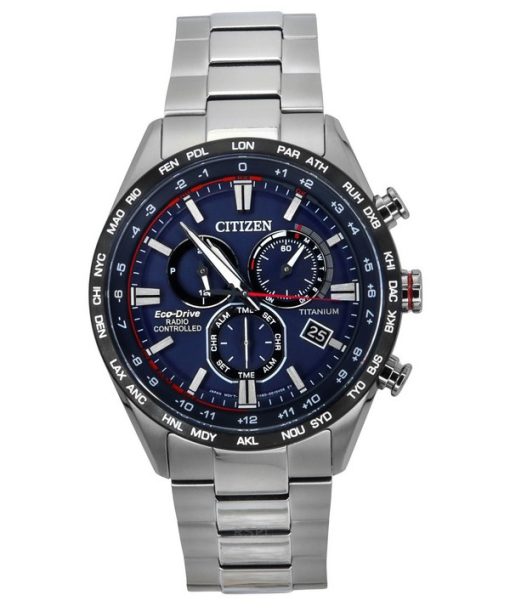 Montre homme Citizen CB5945-85L avec chronographe radiocommandé et cadran bleu en titane Eco-Drive 100 m