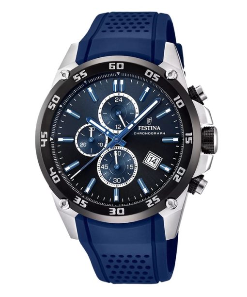 Montre chronographe Festina The Originals pour homme avec bracelet en caoutchouc et cadran bleu F20330-A 100M