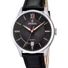 Montre Festina Classics pour homme avec bracelet en cuir et cadran noir F20426-6