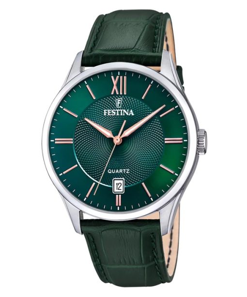 Montre Festina Classics pour homme avec bracelet en cuir et cadran vert F20426-7