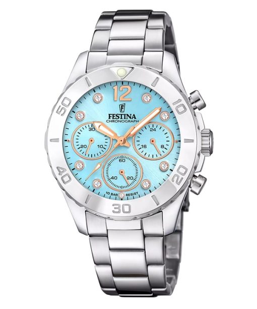 Montre chronographe Festina Boyfriend pour femme avec cadran bleu et cristaux F20603-4 100 m