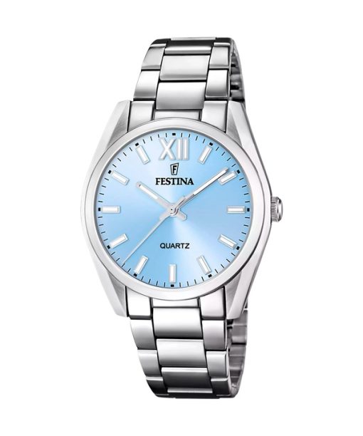 Montre Festina Boyfriend en acier inoxydable avec cadran bleu et quartz F20622-3 pour femme