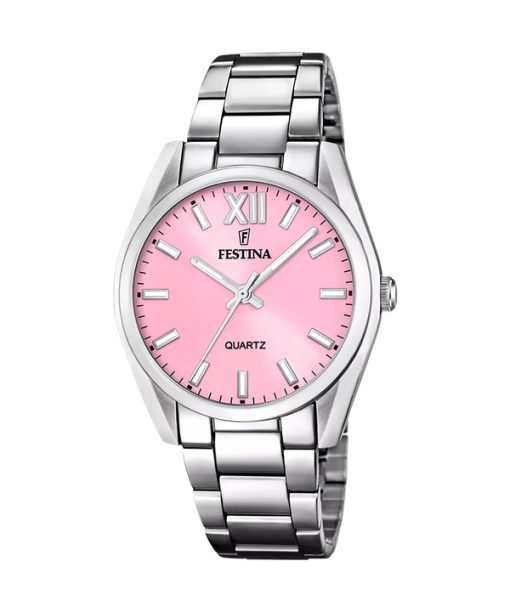 Montre Festina Boyfriend en acier inoxydable avec cadran rose et quartz F20622-M pour femme