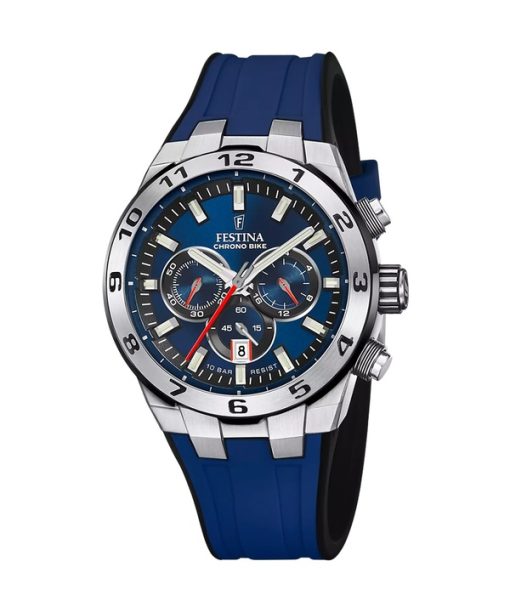 Montre Festina Chrono Bike pour homme avec bracelet en caoutchouc et cadran bleu F20671-1 100 m