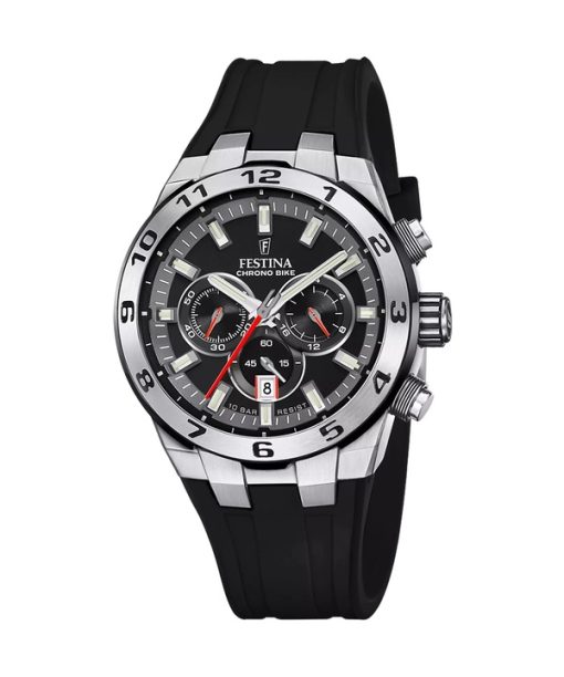 Montre Festina Chrono Bike Bracelet en caoutchouc Cadran noir Quartz F20671-6 100M pour homme