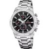 Montre chronographe Festina Timeless en acier inoxydable avec cadran noir et quartz F20704-3 100M pour homme