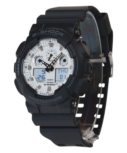 Montre analogique numérique Casio G-Shock à quartz avec bracelet en résine et cadran blanc GA-100WD-1A 200 M pour homme