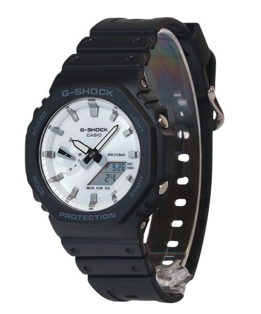 Montre analogique numérique Casio G-Shock pour homme avec bracelet en résine biosourcée, cadran blanc, quartz, GA-2100WD-1A, 200