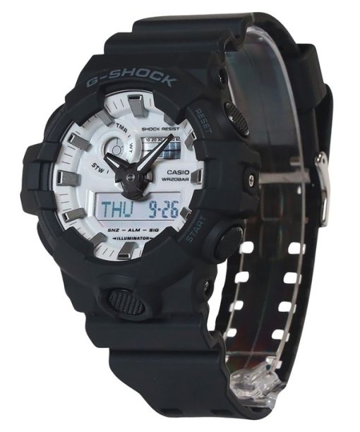 Montre analogique numérique Casio G-Shock à quartz avec bracelet en résine et cadran blanc GA-700WD-1A 200M pour homme