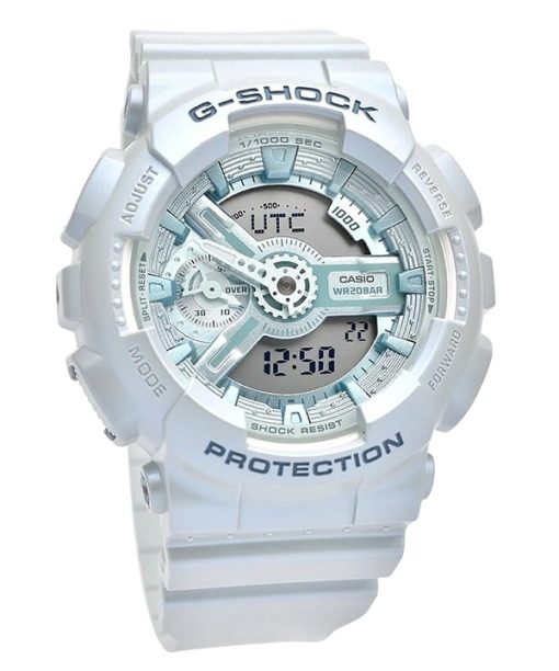 Montre analogique numérique Casio G-Shock à quartz avec bracelet en résine biosourcée et cadran bleu GMA-S110ST-2A 200M pour fem