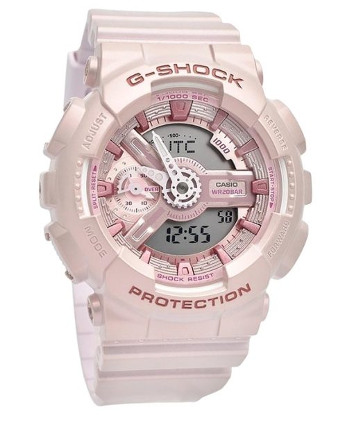 Montre analogique numérique Casio G-Shock en résine biosourcée avec cadran rose et quartz GMA-S110ST-4A 200M pour femme