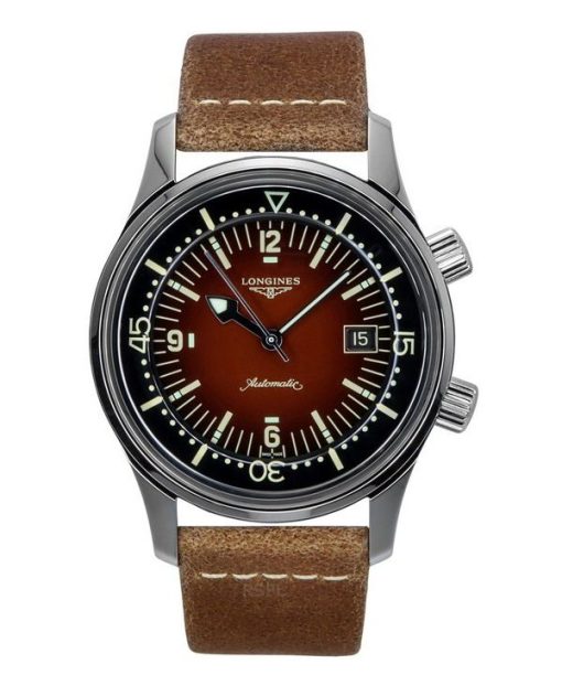 Montre Homme Longines Legend Diver Bracelet Cuir Cadran Marron Automatique L3.774.4.60.2 300M