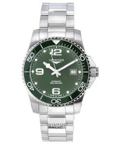 Montre Longines HydroConquest Matt Green avec cadran Super-LumiNova Automatic Diver&#39,s L3.781.4.06.6 300M pour homme