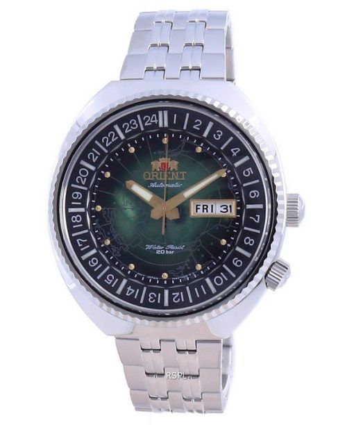 Montre de plongée automatique en acier inoxydable Orient World Map Revival RA-AA0E02E19B RA-AA0E02E39B 200M pour homme