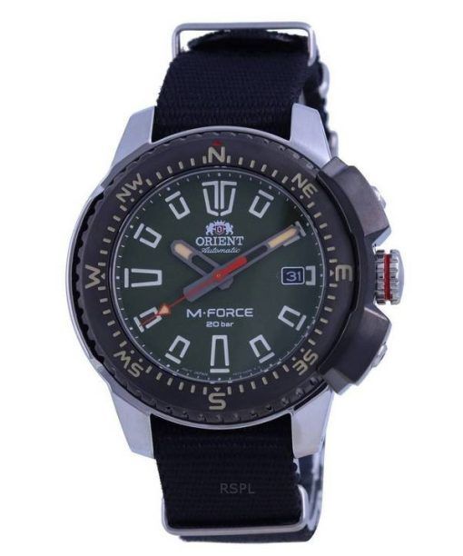 Montre pour homme Orient M-Force cadran vert en acier inoxydable RA-AC0N03E10B 200M automatique de plongée