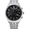 Montre chronographe Citizen Eco-Drive en acier inoxydable avec cadran noir AT2570-56E 100M pour homme