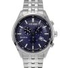 Montre chronographe Citizen Eco-Drive en acier inoxydable avec cadran bleu AT2570-56L 100M pour homme