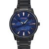 Montre Citizen Pair Eco-Drive en acier inoxydable avec cadran bleu BM7595-89L pour homme