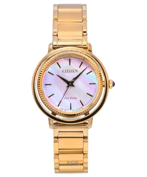 Montre Citizen L Eco-Drive pour femme en acier inoxydable doré rose avec cadran en nacre EM1103-86Y