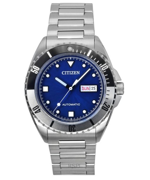 Montre Citizen Sport en acier inoxydable avec cadran bleu automatique NH7530-52M 100M pour homme