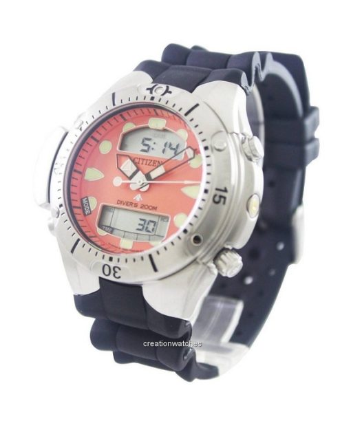 Montre de plongée à quartz Citizen Aqualand Promaster JP1060-01Y 200M pour homme avec bracelet en caoutchouc et cadran orange