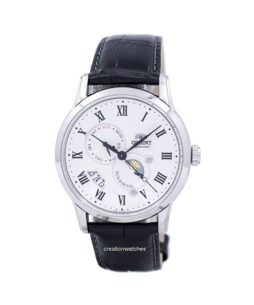 Montre Homme Orient SAK00002S Automatique Cadran Blanc Soleil Et Lune Bracelet En Cuir Reconditionné