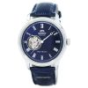 Montre Homme Orient Envoy Reconditionnée Bracelet Cuir Bleu Cadran Bleu Ouvert Cœur Automatique FAG00004D0