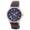 Montre homme Orient Sun And Moon bracelet en cuir cadran marron foncé automatique SAK00003T0 reconditionnée