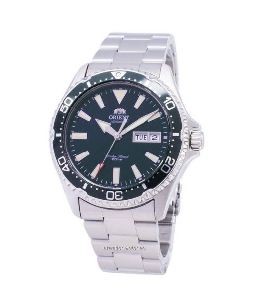 Montre homme Orient Mako III en acier inoxydable avec cadran vert automatique RA-AA0004E19B 200M remise à neuf