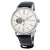 Montre homme Orient Star Classic bracelet en cuir cœur ouvert cadran crème automatique RE-AV0002S00B remise à neuf