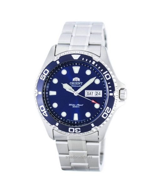 Montre homme Orient Ray II en acier inoxydable avec cadran bleu automatique FAA02005D9 200M remise à neuf