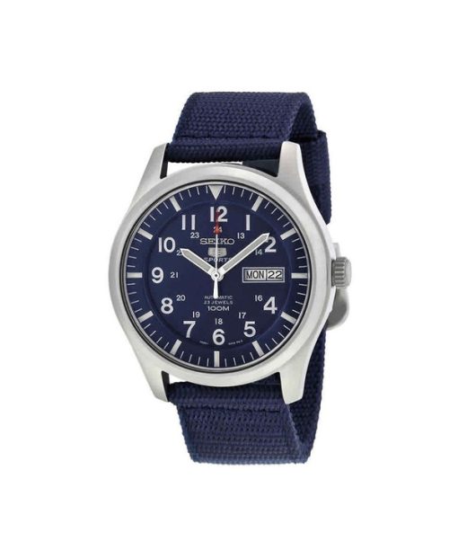 Montre homme Seiko 5 Sports en nylon avec cadran bleu et bracelet automatique SNZG11K1 100M remise à neuf