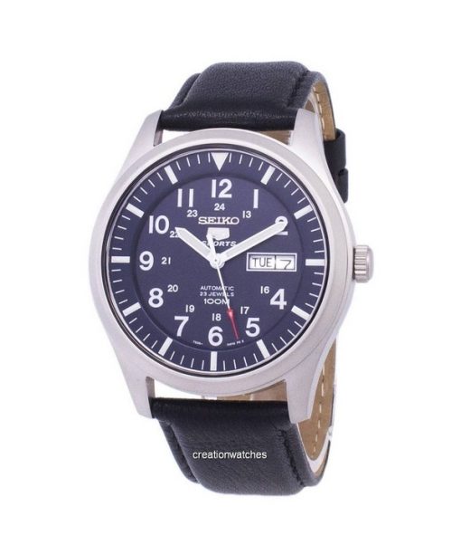 Montre homme Seiko 5 Sports bracelet cuir cadran bleu automatique SNZG11K1-var-LS10 100M remise à neuf